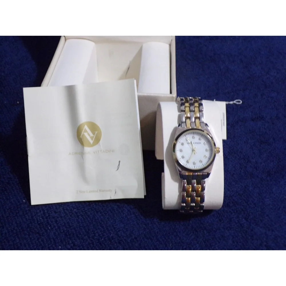 Adrienne Vittadin 2 Tone‎ 12 Rhinestone Women's Watch 7